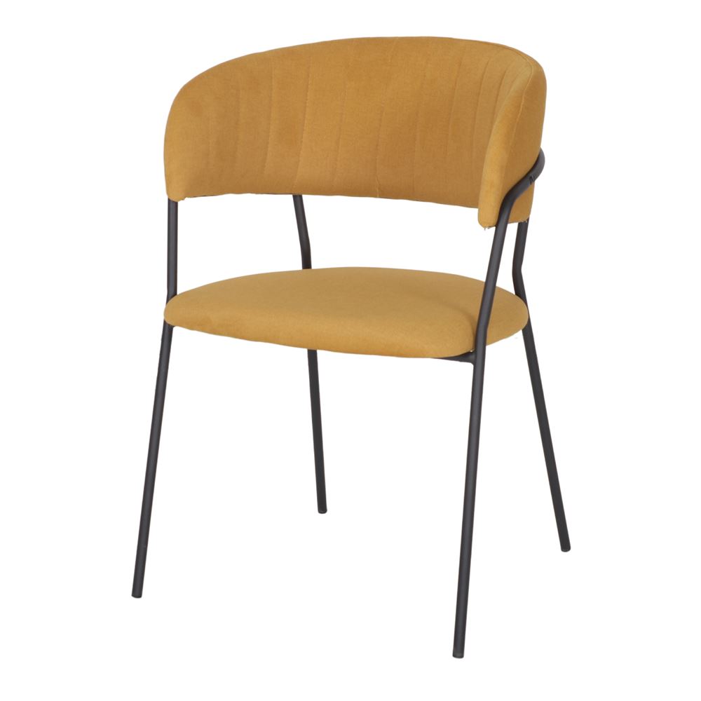 SILLA TAPIZADA DAMES estilo Mid Century mostaza 1