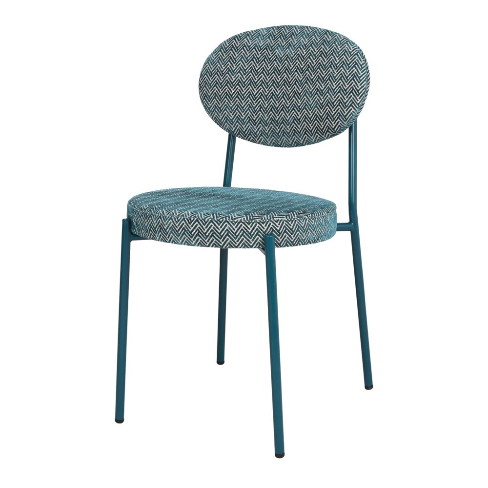 SILLA TAPIZADA CHARLOTTE PRASLIN Estilo Mid Century. azul 1