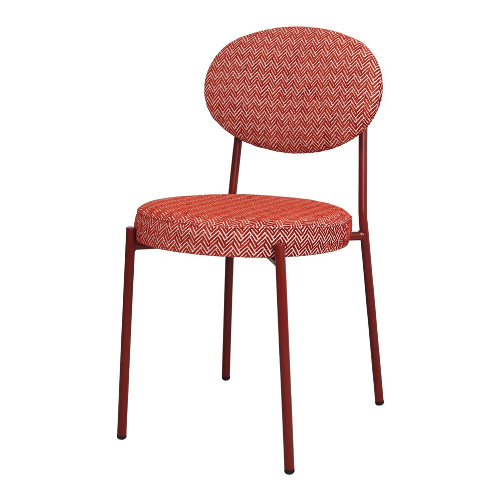 SILLA TAPIZADA CHARLOTTE PRASLIN Estilo Mid Century. terracota 1