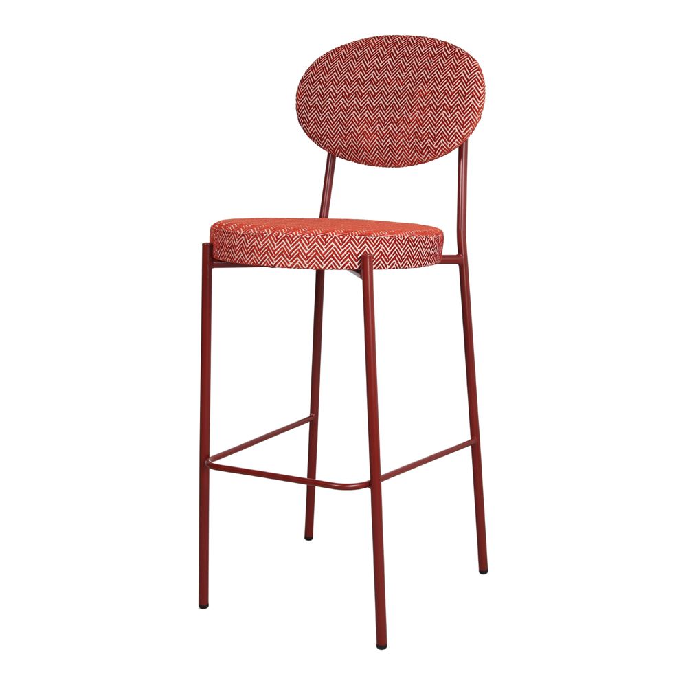 TABURETE ALTO TAPIZADO AMERY PRASLIN estilo Mid Century. terracota 1